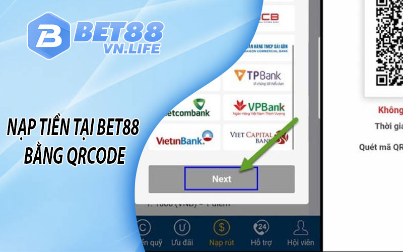 Nạp tiền tại BET88 bằng QRcode